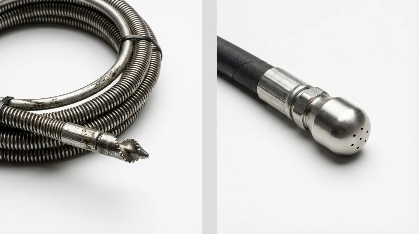 Drain snake cable and hydro jetting nozzle used for drain cleaning in Calumet, PA