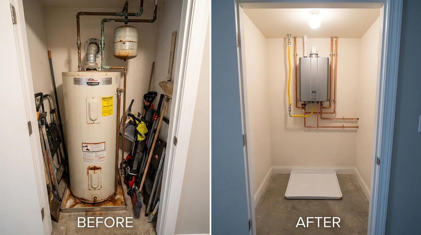 Tank water heater versus wall-mounted tankless unit comparison for Calumet, PA homeowners
